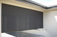 Channel Guided Roll Up Blind to Patio front on view
